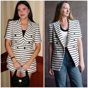VERONICA BEARD Jenny Stripe Short Sleeve Cotton
Blend Dickey Jacket SZ US 6